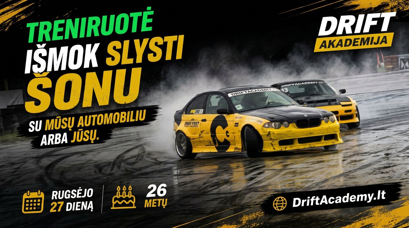 Drift Academy LT – atvira drifto treniruotė rugsėjo 27 d., Vilniaus r.